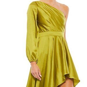 Mac Duggal One Shoulder Hi-Low Gown in Chartreuse